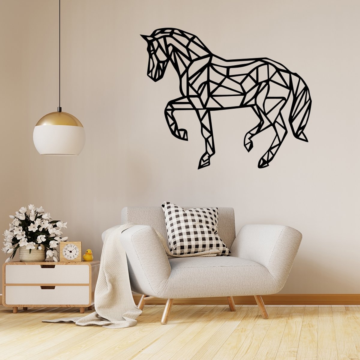 Origami muursticker of deursticker paard | Moderne muurstickers | Bestel nu